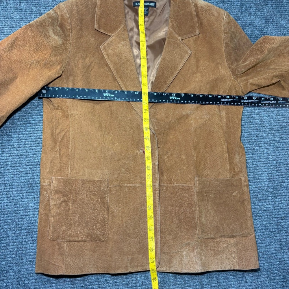 Savannah Tan Brown Genuine Suede Leather Blazer Jacket Single Button Womens 12 - Picture 5 of 5